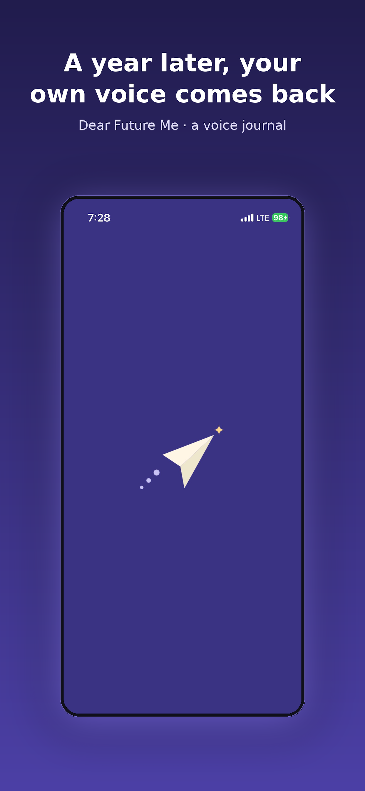 A year later, your own voice comes back — splash screen