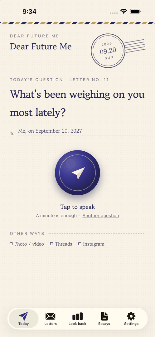 Home: answer the day's question out loud and send the letter