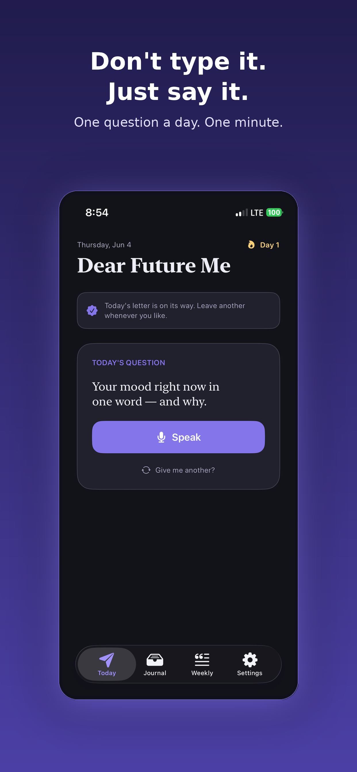 Don't type, just speak — recording screen